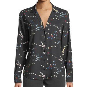 Equipment 150379 Women's Adalyn Refracted Heart Button-Down Black Blouse Medium